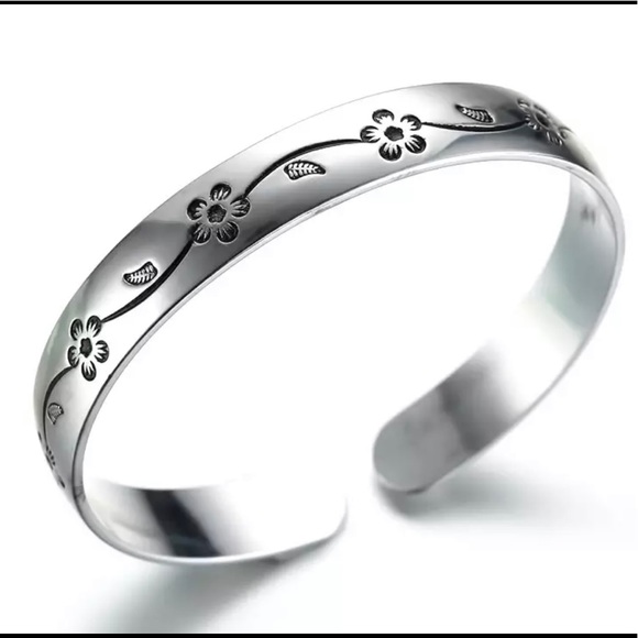 925 Sterling Silver Plum Retro Thai Adjustable Cuff Bracelet 20$